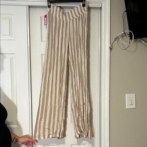 Xhilaration Beige Striped Wide Leg Pants